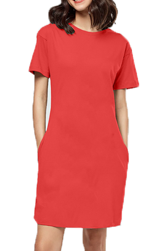 Female T-Shirt Dress Red-P