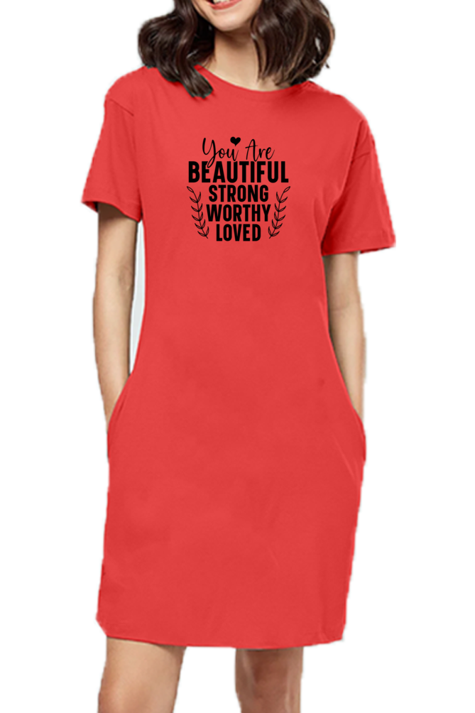 Female T-Shirt Dress Red-UBF