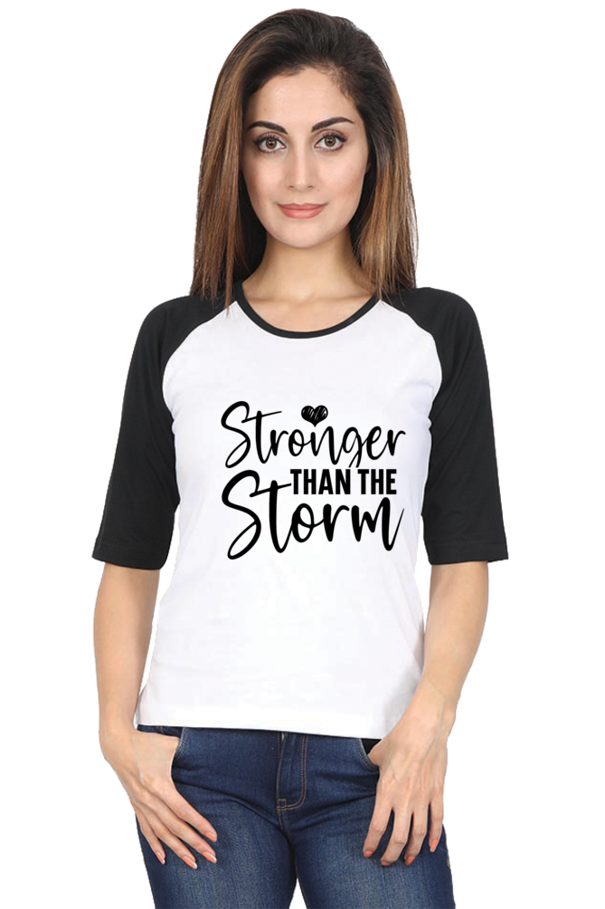 Female Raglan Full Sleeve Black White- Strongerthanthestorm