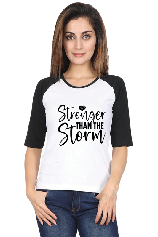 Female Raglan Full Sleeve Black White- Strongerthanthestorm