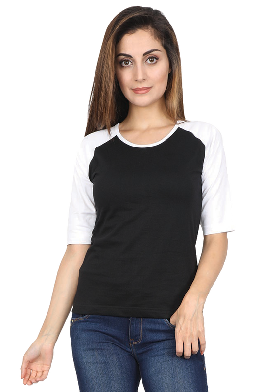 Female Raglan Full Sleeve White Black