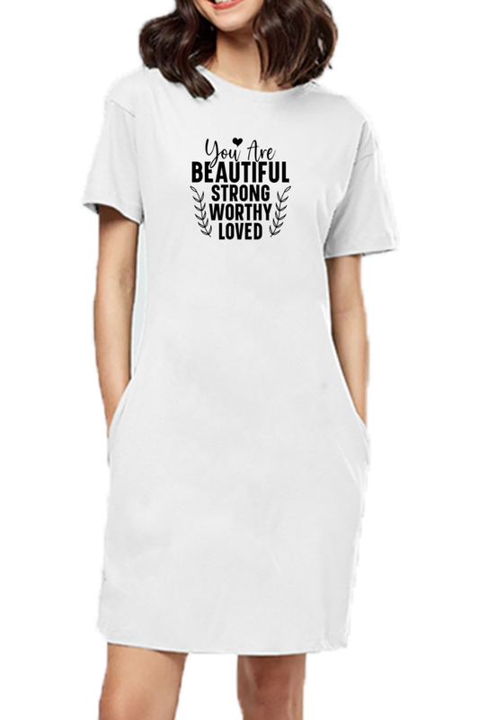 Female T-Shirt Dress White-UBF