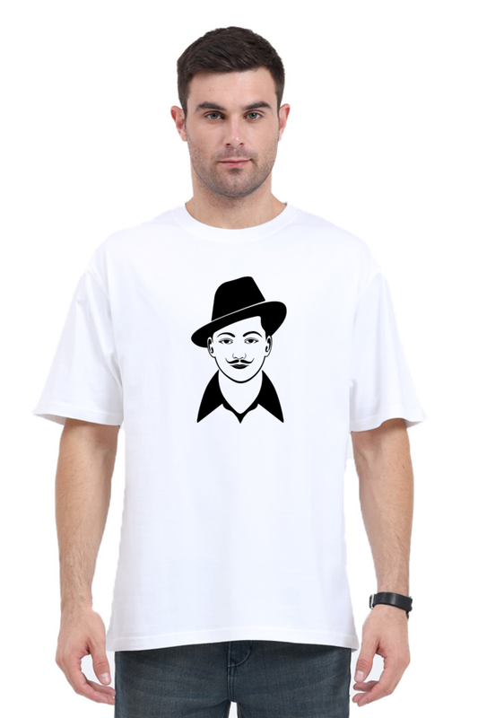 Unisex Oversized Classic T-Shirt White_Bhagat Singh