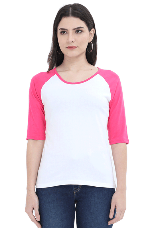 Female Raglan Full Sleeve Pink White