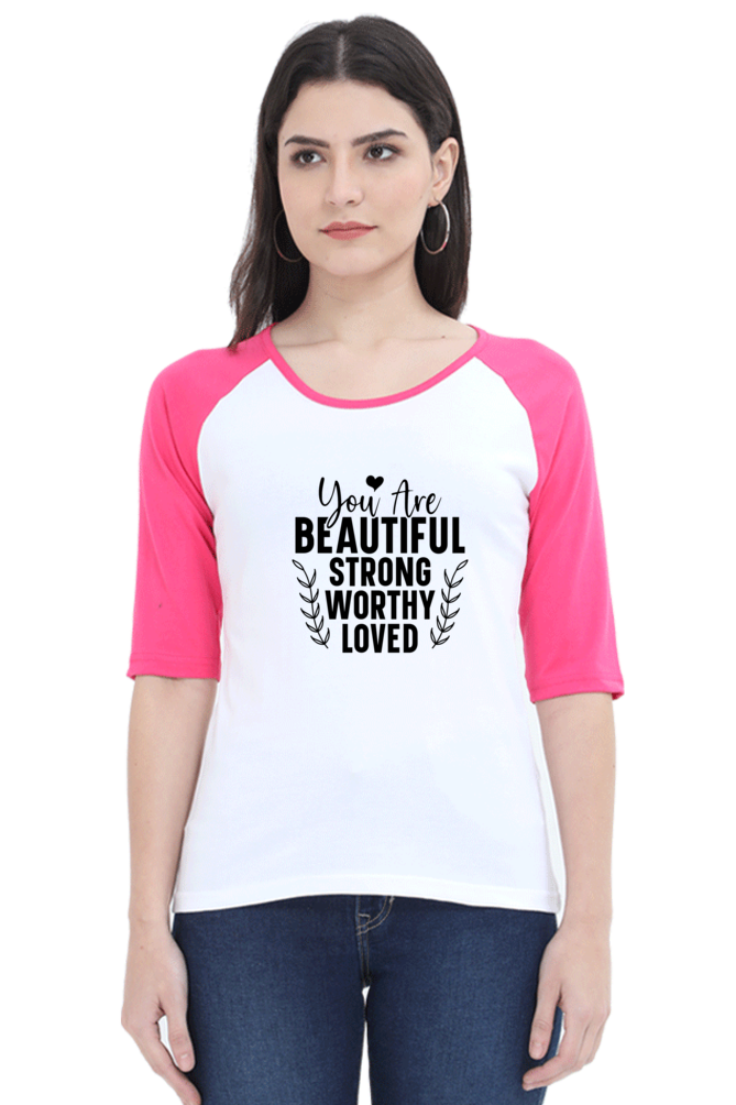 Female Raglan Full Sleeve Black White- Youarebeautiful