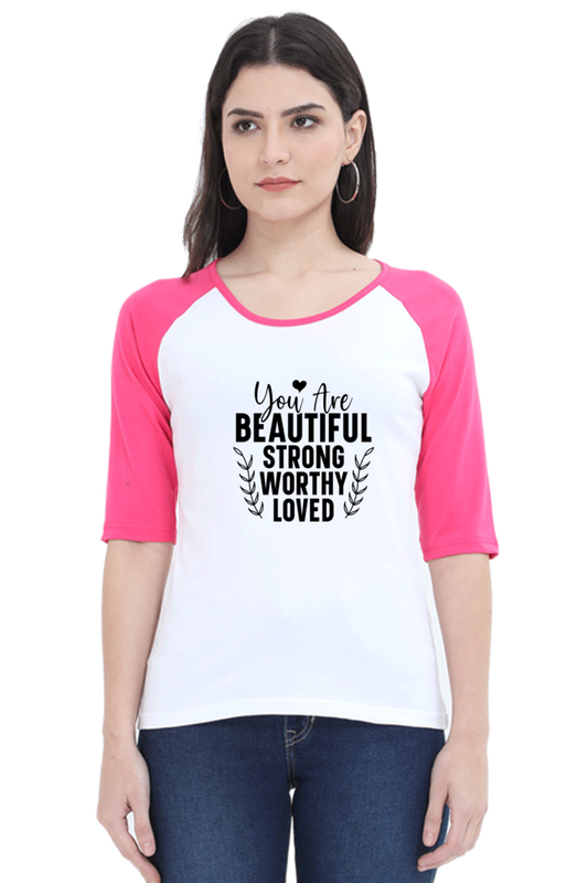 Female Raglan Full Sleeve Black White- Youarebeautiful