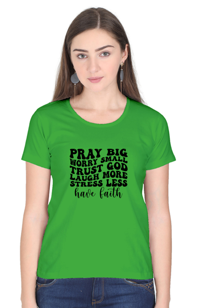 Female Round Neck Half Sleeve Classic Flag Green -PBW