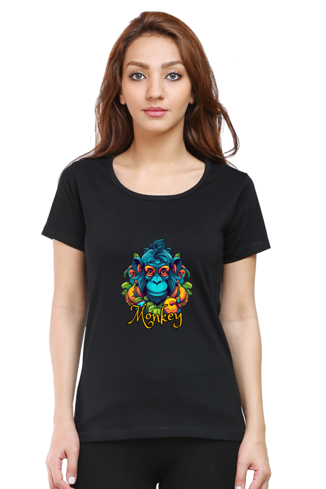 Female Round Neck Half Sleeve Classic Black