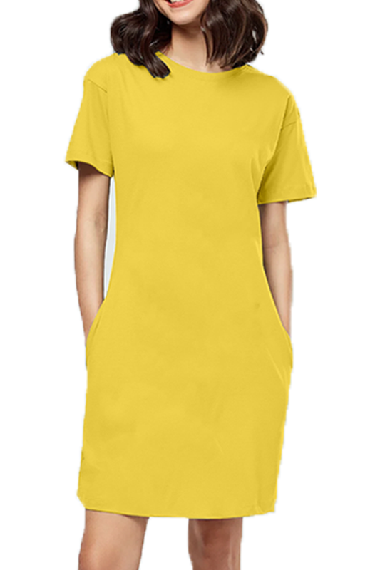 Female T-Shirt Dress Golden Yellow-P