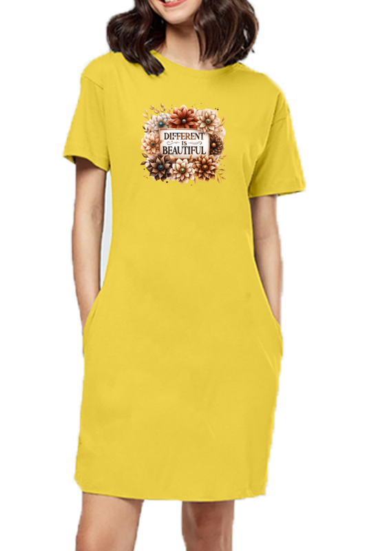 Female T-Shirt Dress Golden Yellow-DB