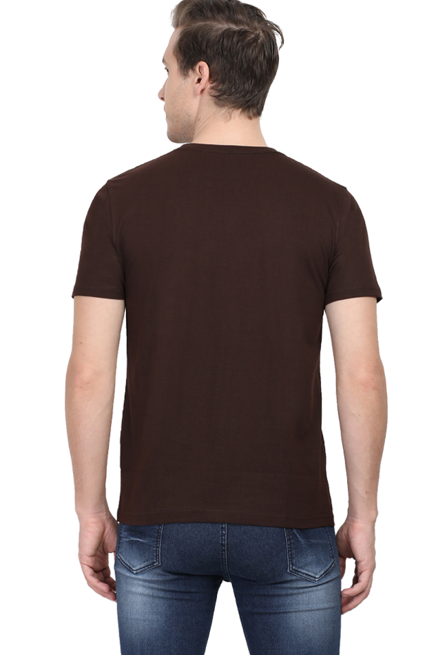 Round Neck Half Sleeve Classic Coffee Brown_LD